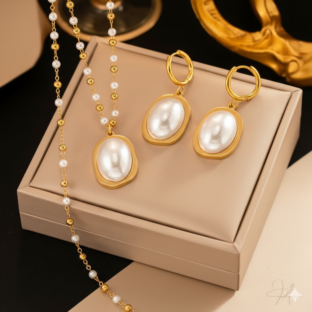 Brass Earrings with mother of pearl stone