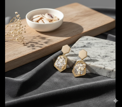 Retro Alloy Earring Natural Stone Enamel Earrings Irregular Ear Studs